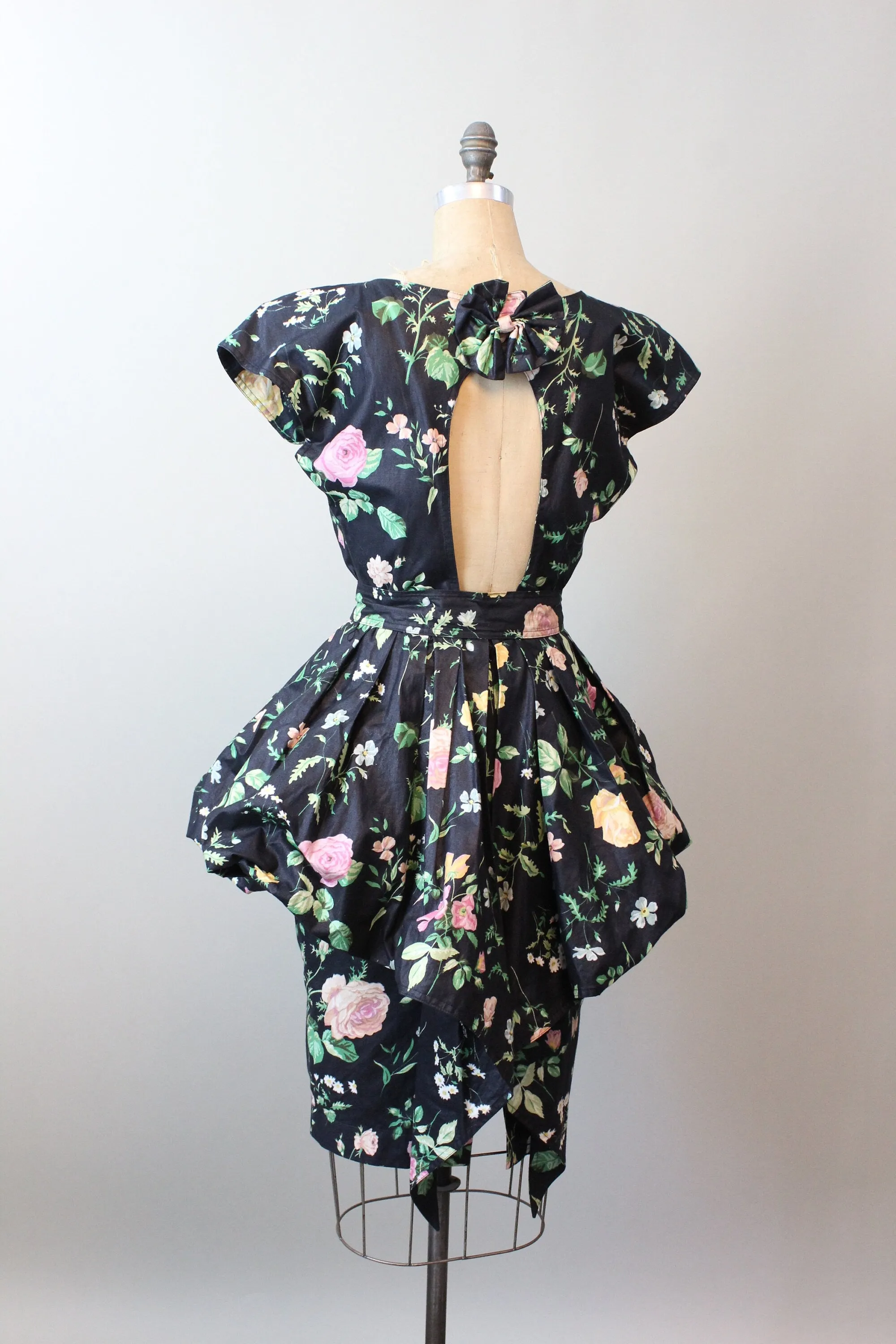 1980s KAREN ALEXANDER open back ROSE print small medium |  new spring
