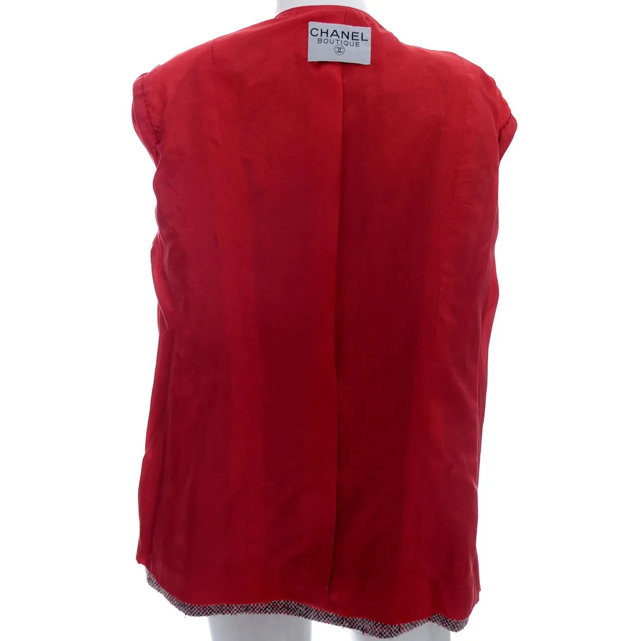 1985 Chanel Vintage Suit in Red White & Blue Plaid Tweed with Silk Blouse