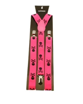 25mm Skull and Crossbone on Neon Pink Braces