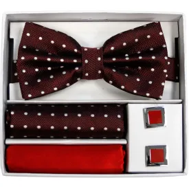 Adolfo Polka Dot Style Bow Tie Hanky & Cufflink Box Set - ABS70666B
