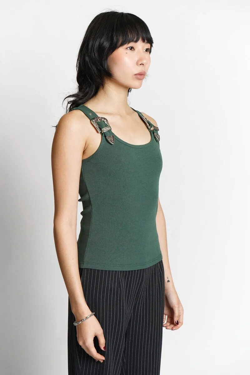 Arques Western Buckle Tank - Forest Green
