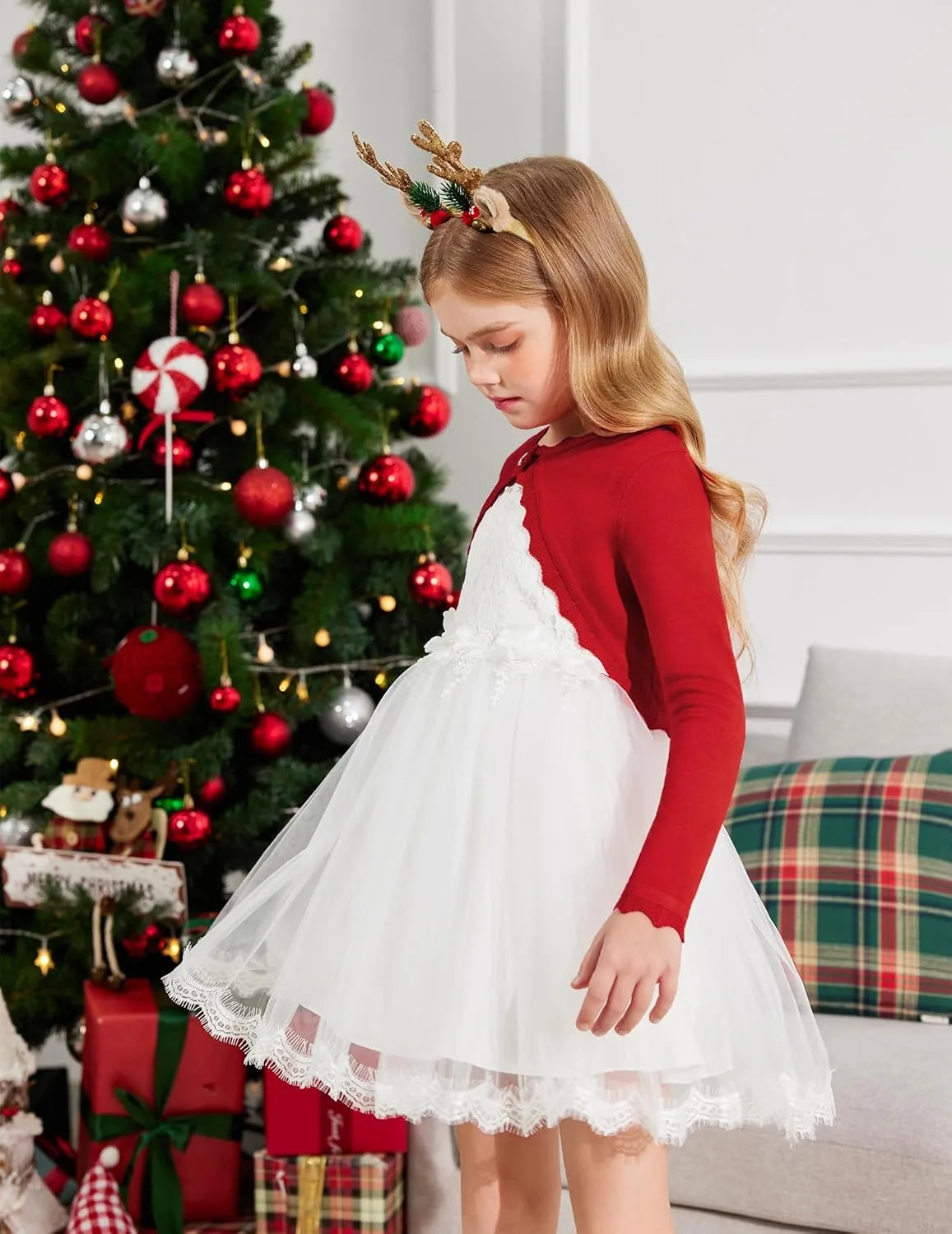 Arshiner Girls Open Front Bolero Shrug Kids Long Sleeve Cropped Elegant Cardigan Knit Sweater