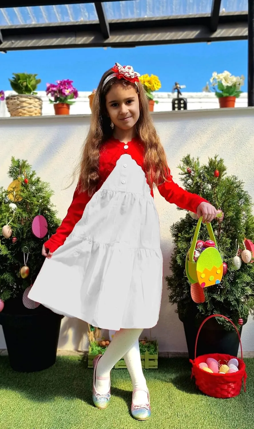 Arshiner Girls Open Front Bolero Shrug Kids Long Sleeve Cropped Elegant Cardigan Knit Sweater