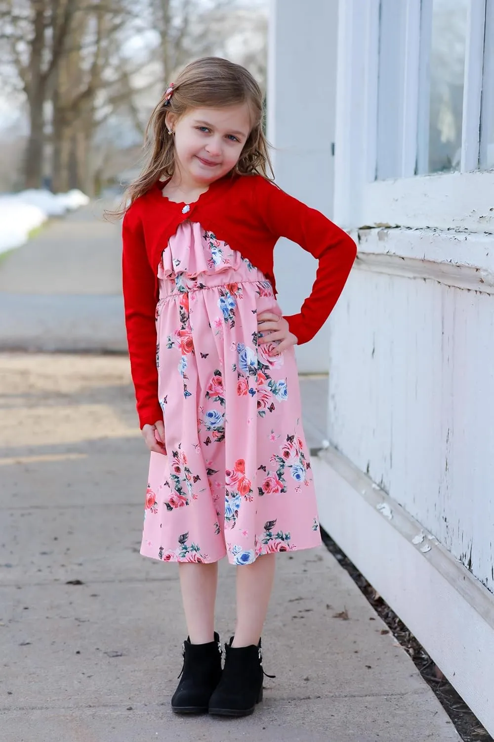 Arshiner Girls Open Front Bolero Shrug Kids Long Sleeve Cropped Elegant Cardigan Knit Sweater