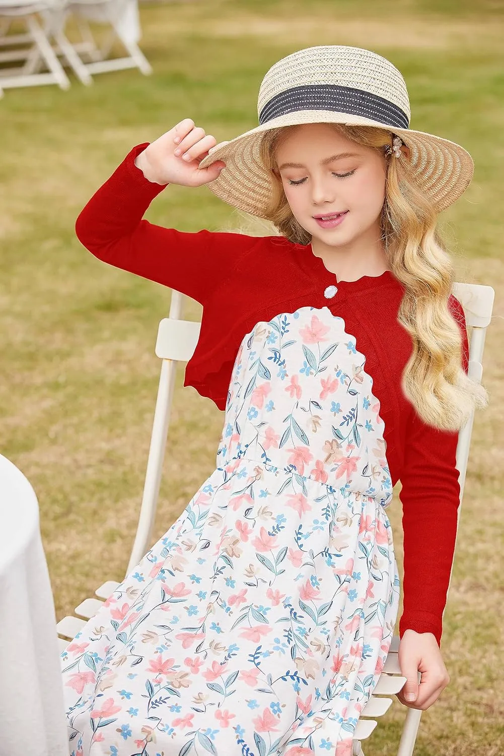 Arshiner Girls Open Front Bolero Shrug Kids Long Sleeve Cropped Elegant Cardigan Knit Sweater