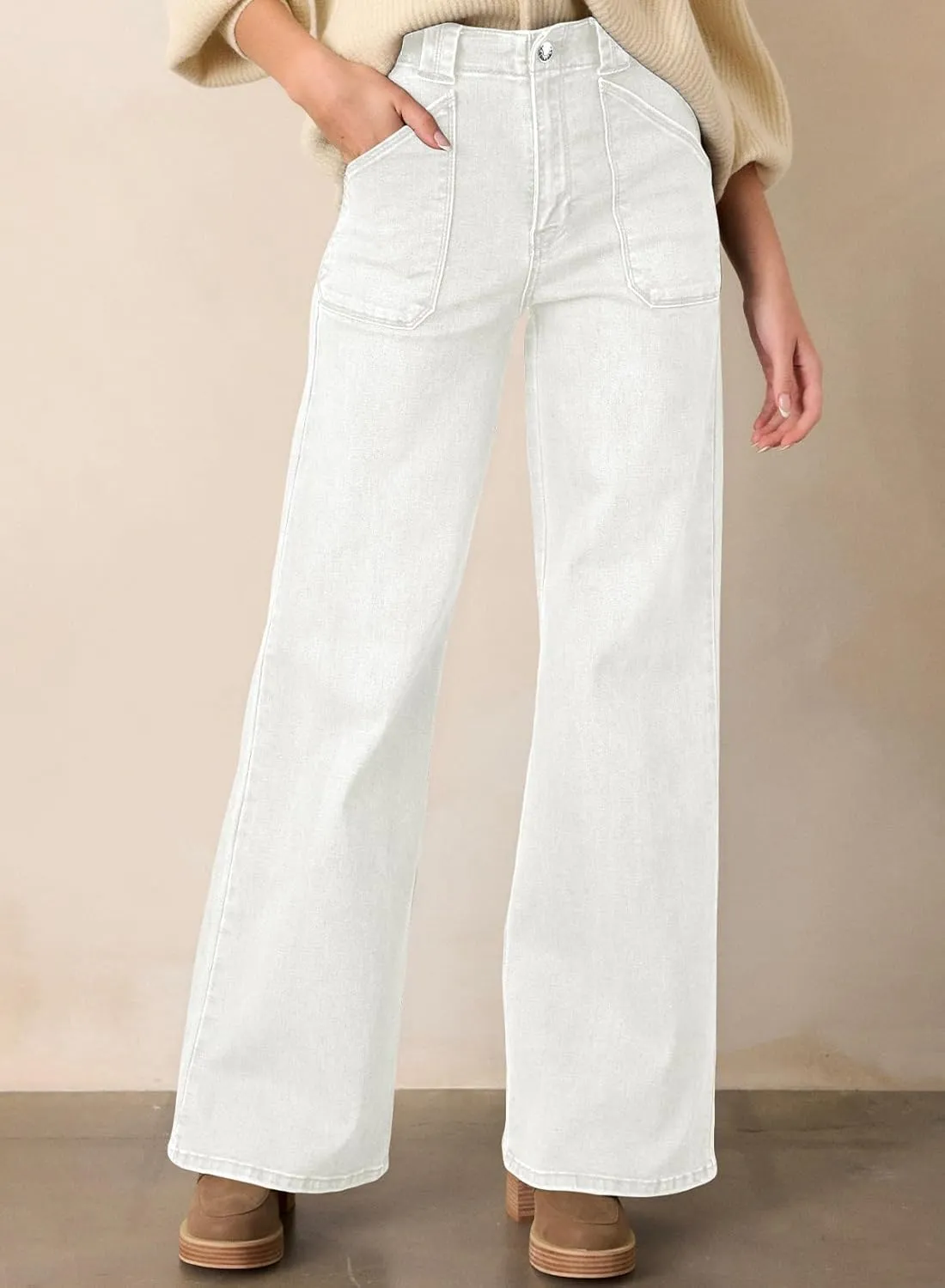 Astylish Womens High Waisted Straight Leg Jeans Stretchy Wide Leg Jeans Trendy Denim Pants