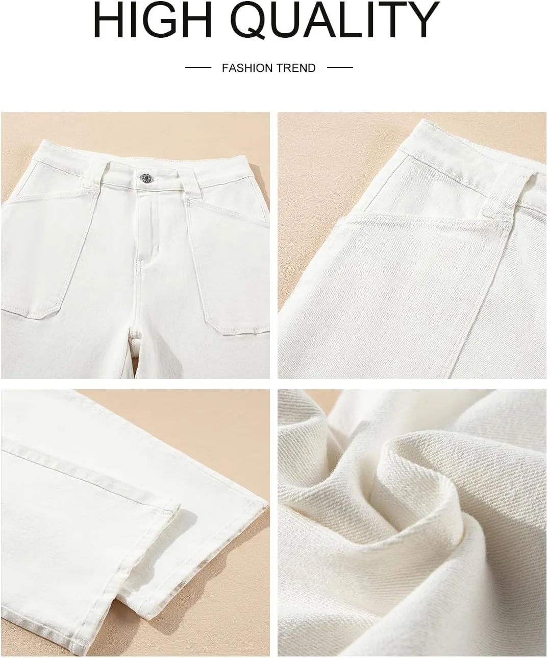 Astylish Womens High Waisted Straight Leg Jeans Stretchy Wide Leg Jeans Trendy Denim Pants