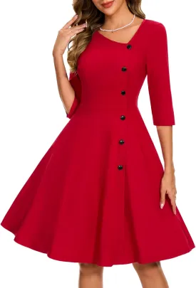 Aupuls Summer Asymmetrical Neckline Church Dresses for Women 2025 Wedding Guest Work A Line Vintage Cocktail Graduation Dress