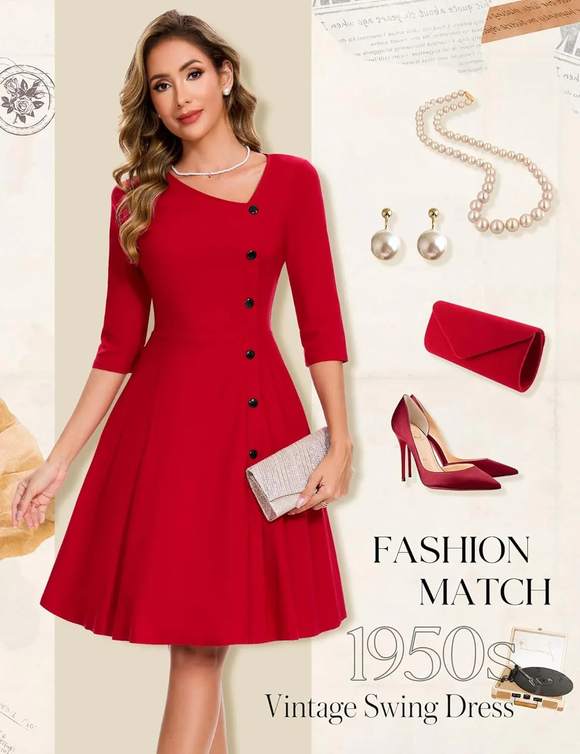 Aupuls Summer Asymmetrical Neckline Church Dresses for Women 2025 Wedding Guest Work A Line Vintage Cocktail Graduation Dress