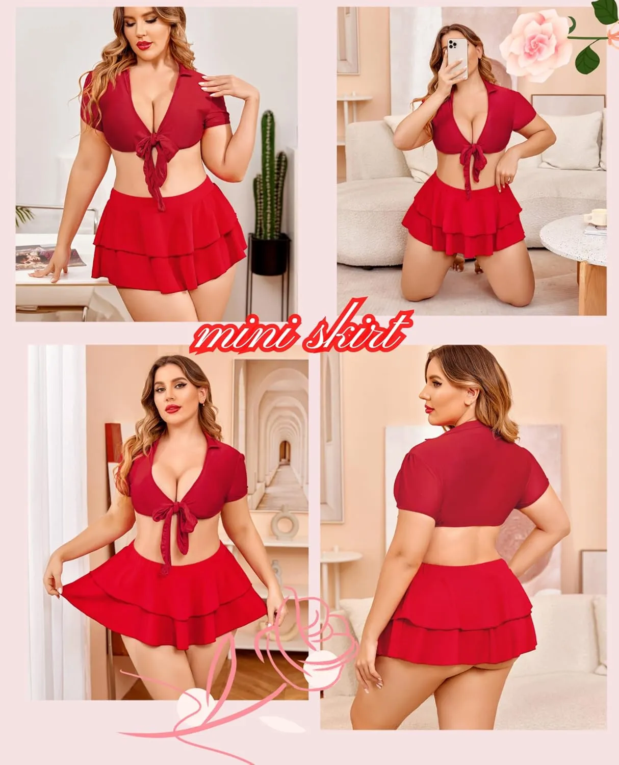 Avidlove Womens Pleated Mini Skirt Solid Ruffle Lingerie Skirts Layered Y2K Plaid Outfit for Schoolgirl Role Play XS-4XL