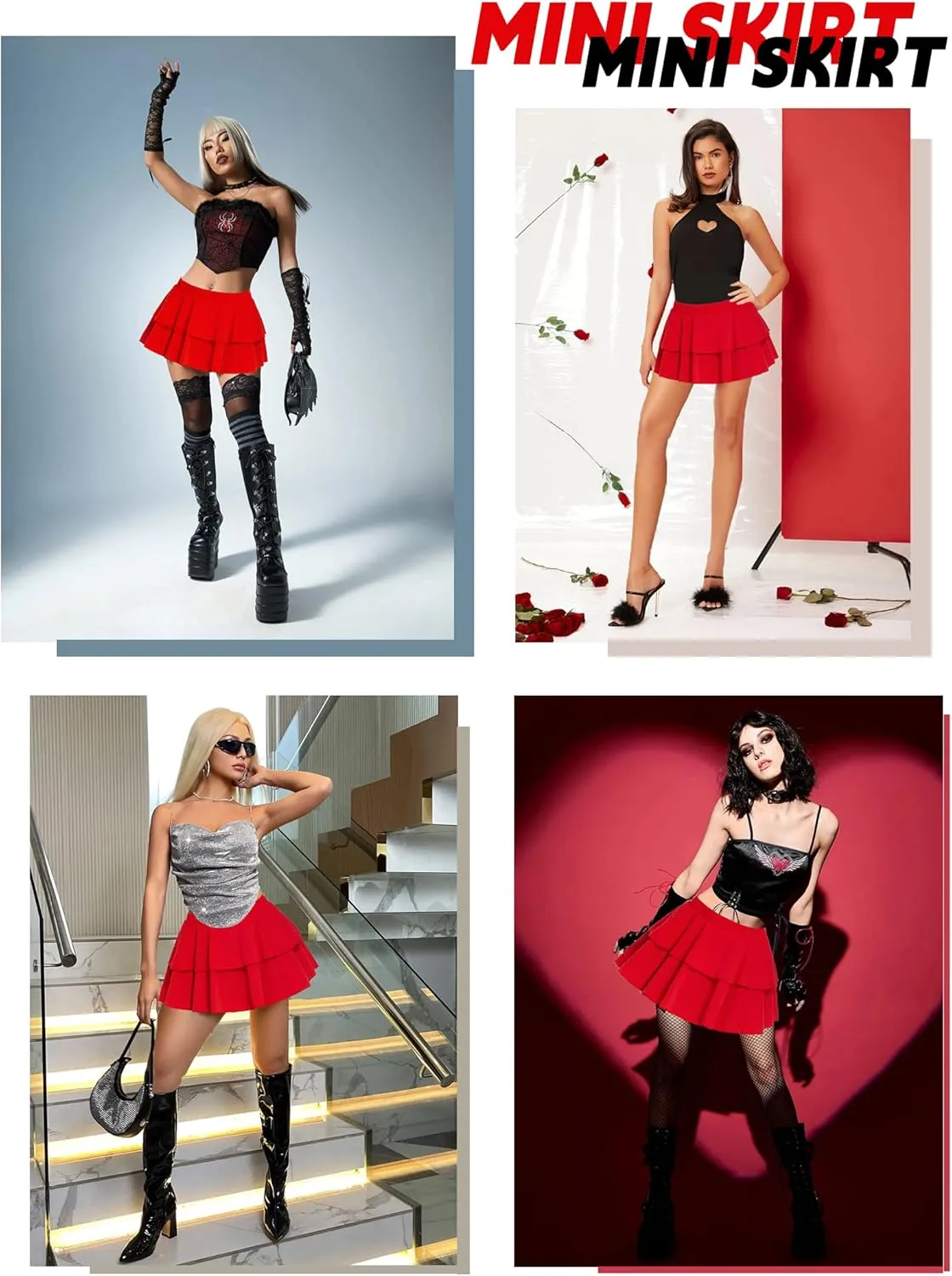 Avidlove Womens Pleated Mini Skirt Solid Ruffle Lingerie Skirts Layered Y2K Plaid Outfit for Schoolgirl Role Play XS-4XL
