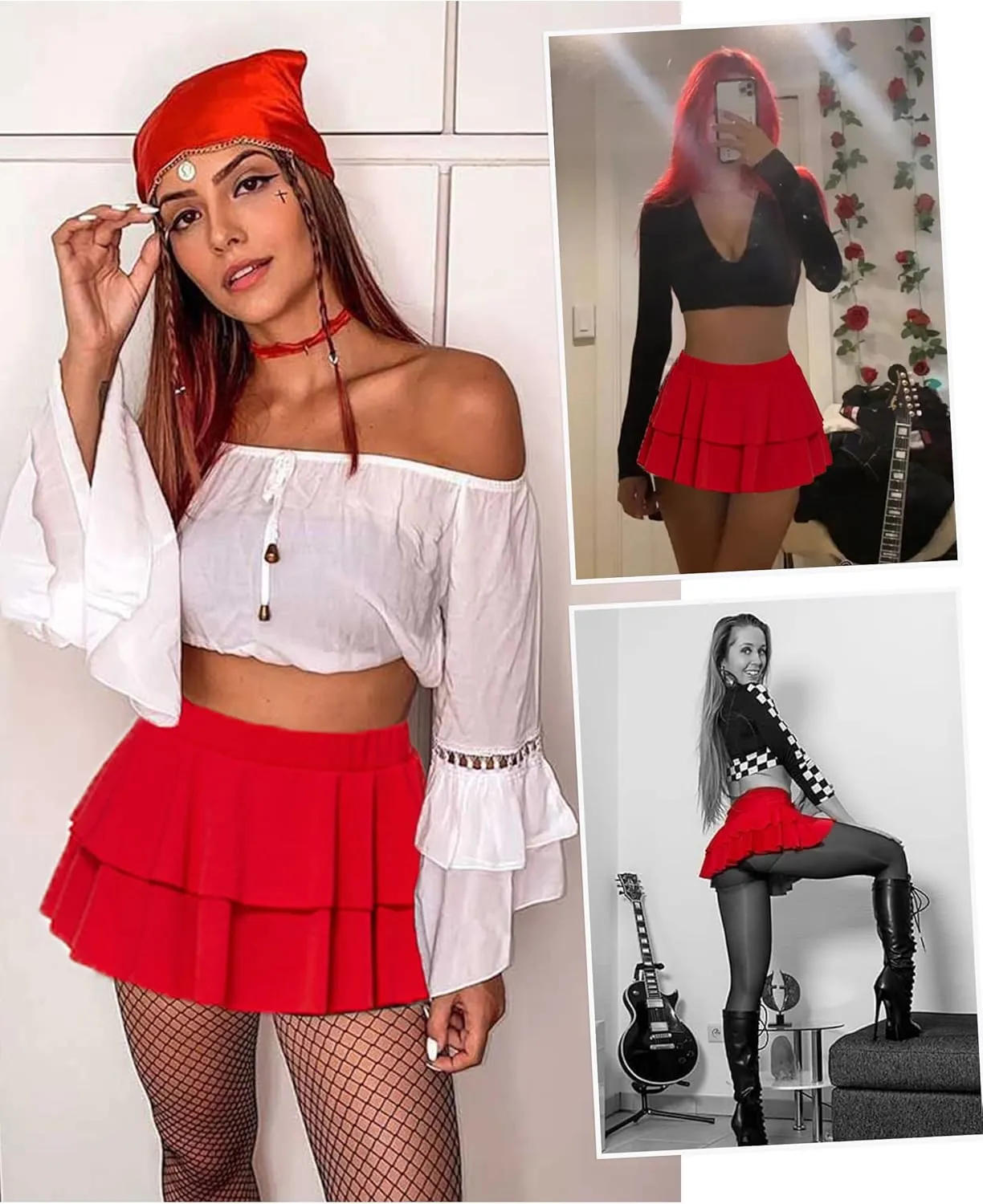 Avidlove Womens Pleated Mini Skirt Solid Ruffle Lingerie Skirts Layered Y2K Plaid Outfit for Schoolgirl Role Play XS-4XL