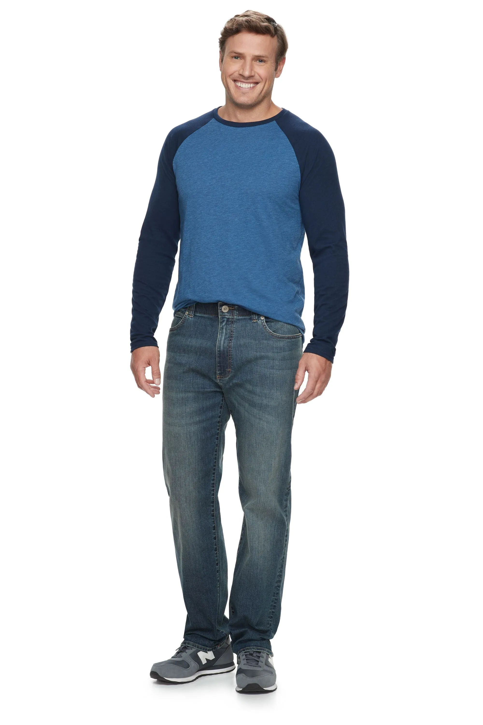 Big & Tall Extreme Motion Lee Loose Straight Jeans, Black