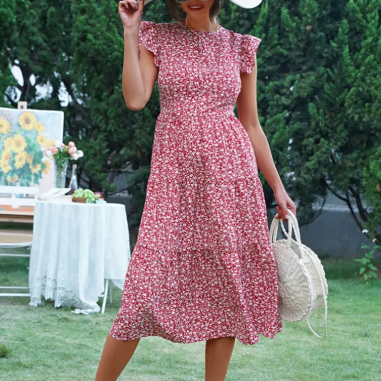Blue Floral Midi Dress