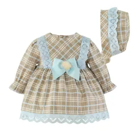 Blue Lace Checkered Dress Set
