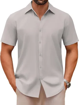 COOFANDY Men's Casual Button Down Shirts Short Sleeve Summer Untucked Dress Shirts