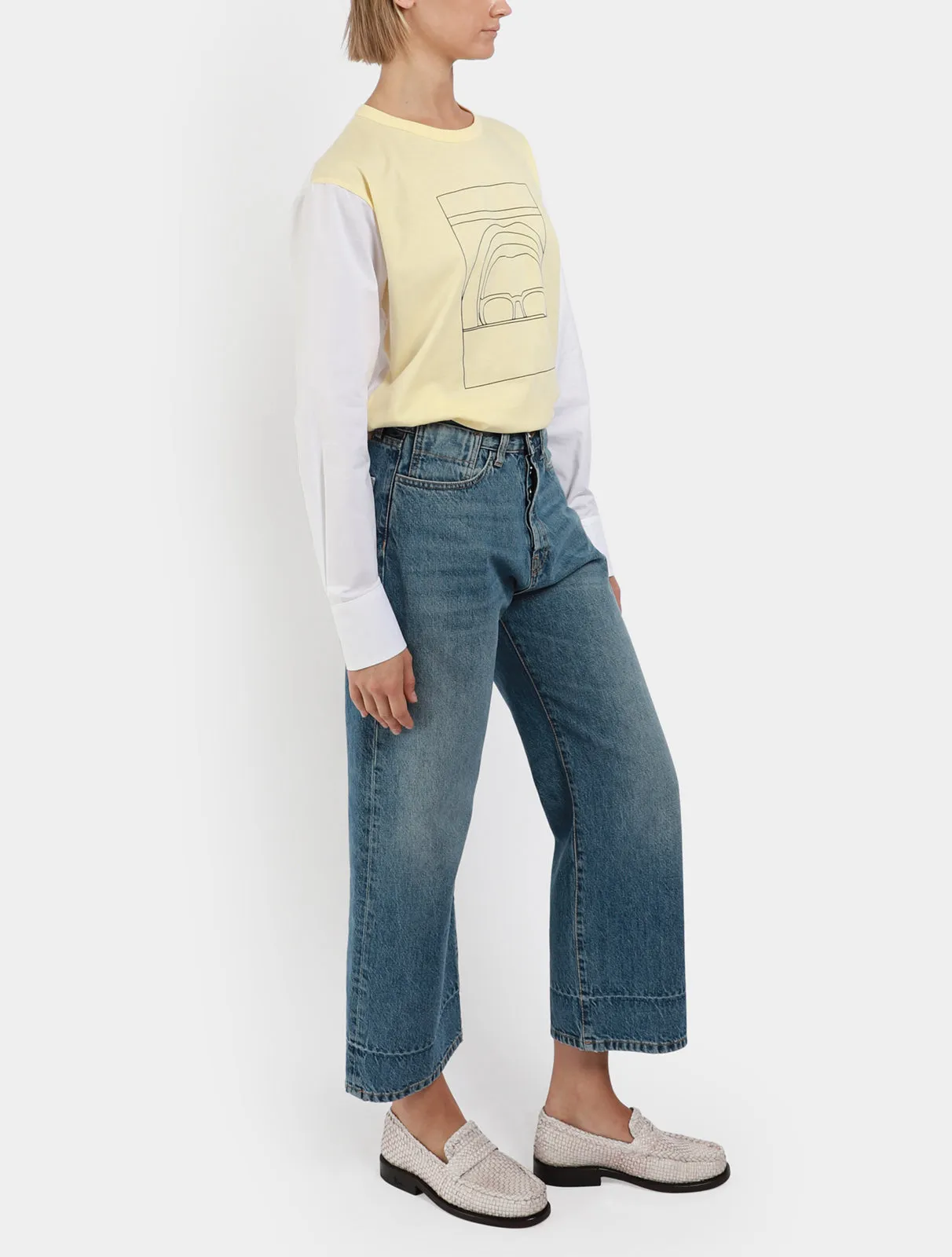 Cropped Cuff-Dye Jeans