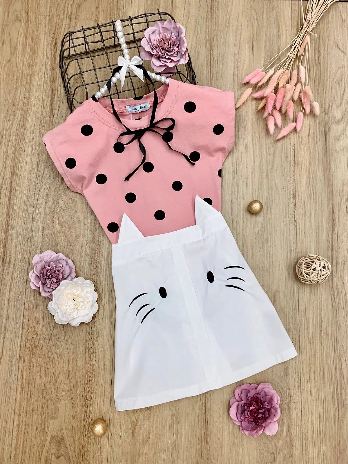 Cutest Whiskers Cat Skirt Set