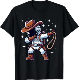 Dabbing Astronaut Cowboy Space Halloween Costume Men Kids T-Shirt