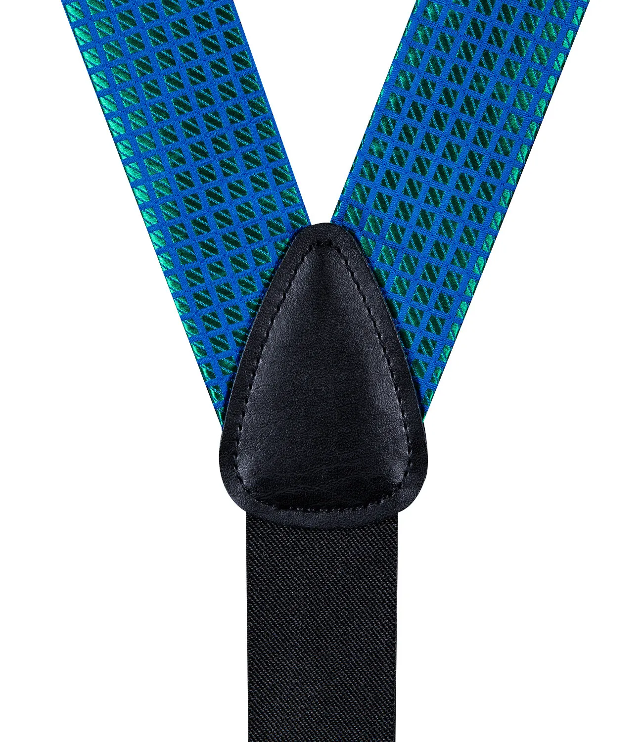 DiBanGu Men's Suspenders Novelty Green Blue Plaid Brace Clip-on Suspender with Bow Tie Set