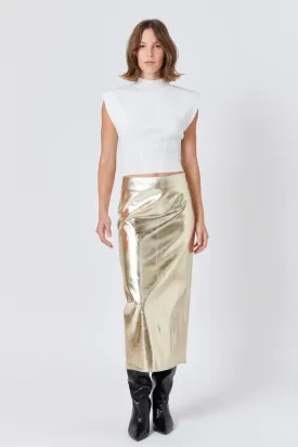 Endless Rose - Printed Foil Faux Leather Maxi Skirt