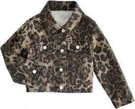 Floerns Girl's Vintage Basic Distressed Long Sleeve Single Breasted Crop Top Denim Jacket
