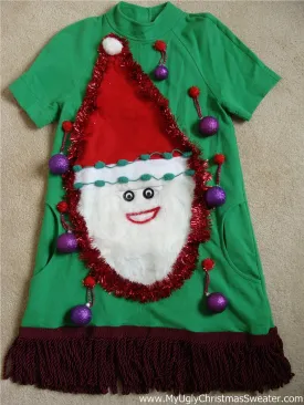 Green Christmas Dress with Santa