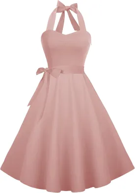 Hanpceirs Casual Sundress for Women Halter Retro Vintage Cocktail Dresses 2025 Summer Dress