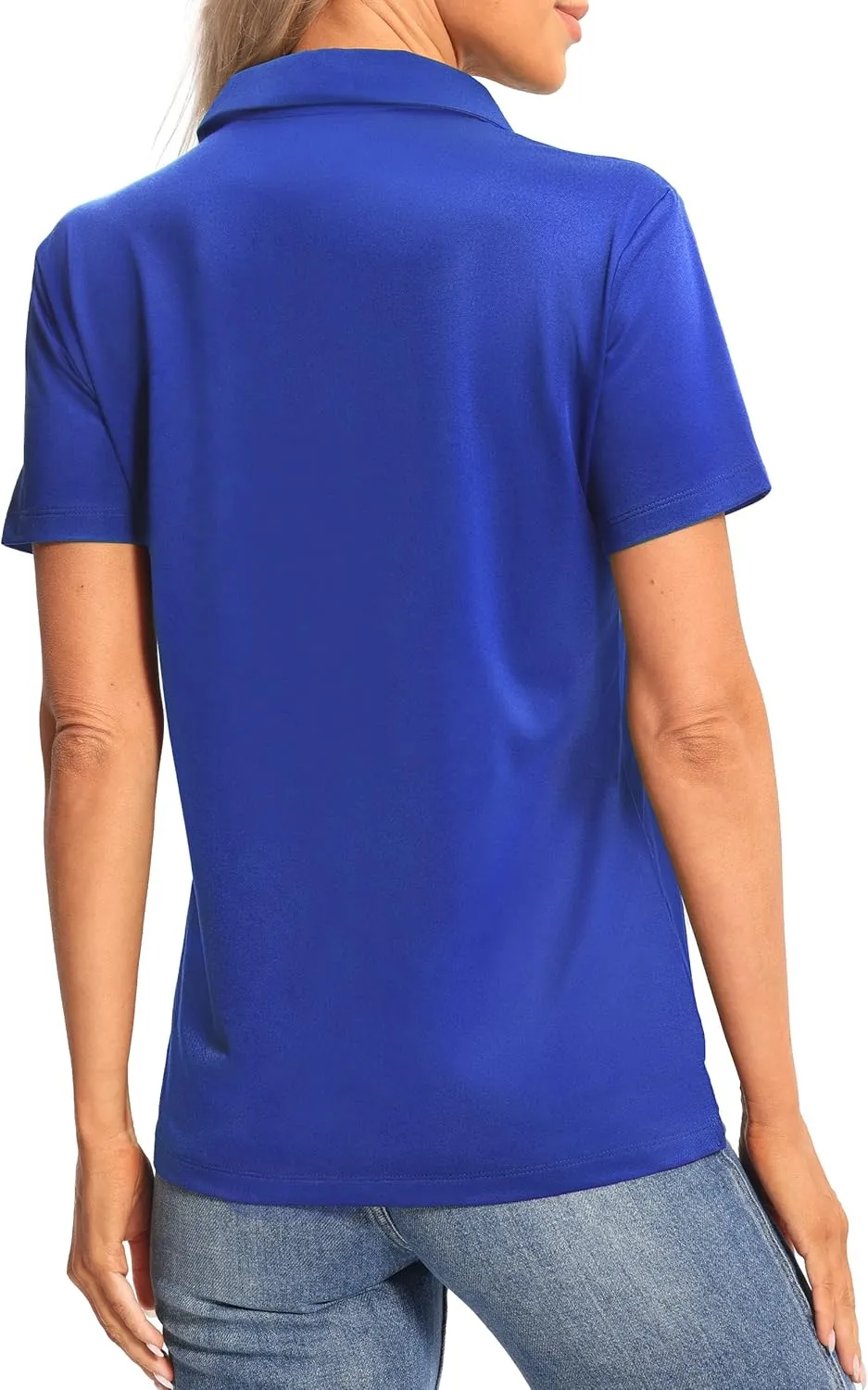 Hiverlay Women's Golf Shirt Short Sleeve V Neck Collar Polo Shirts Athletic Tennis Tops Lightweight Quick Dry UPF 50 