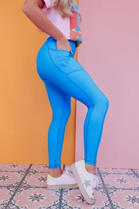 Intense Interval Pocketed Leggings - Blue
