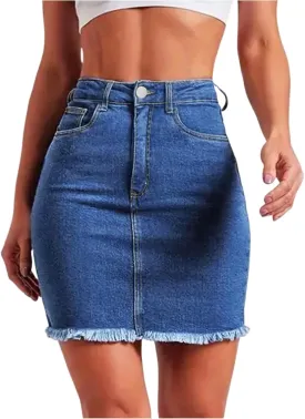 Jean Skirts for Women Denim High Waisted Short Mini Skirt Casual Summer Frayed Hem Cute Jeans Skirts 2025