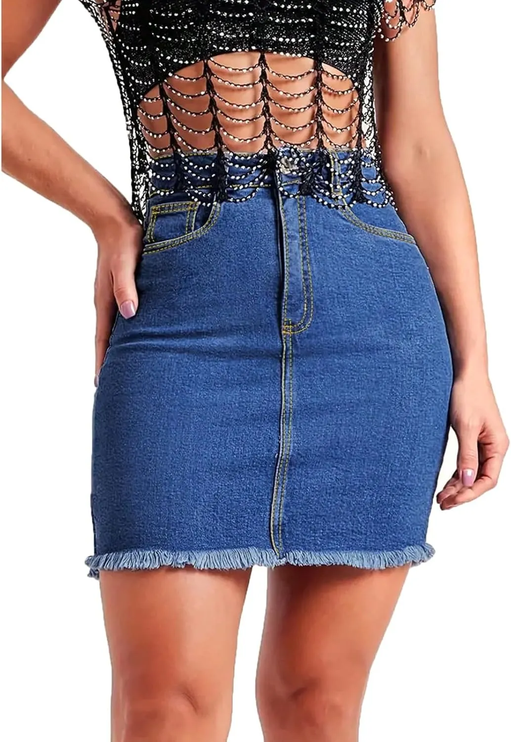 Jean Skirts for Women Denim High Waisted Short Mini Skirt Casual Summer Frayed Hem Cute Jeans Skirts 2025