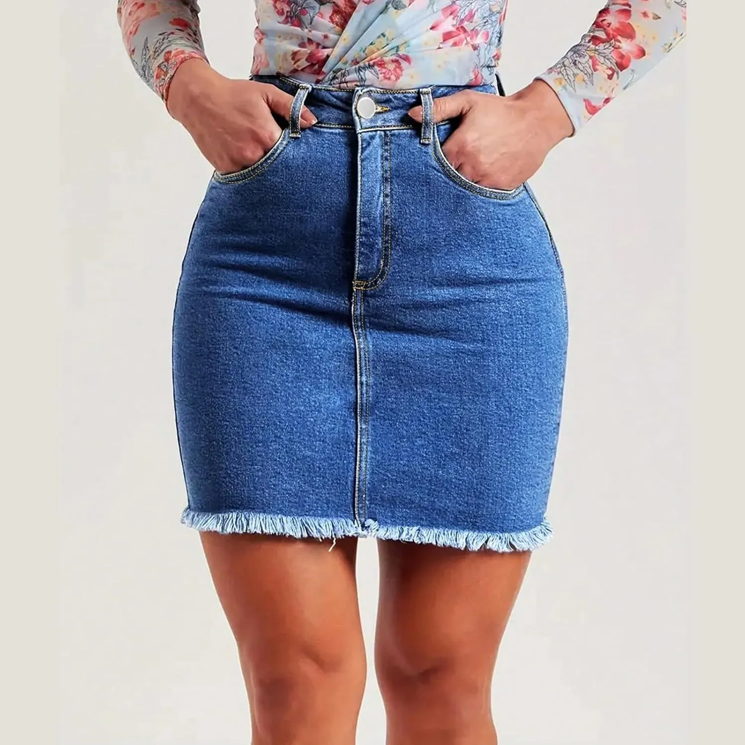 Jean Skirts for Women Denim High Waisted Short Mini Skirt Casual Summer Frayed Hem Cute Jeans Skirts 2025