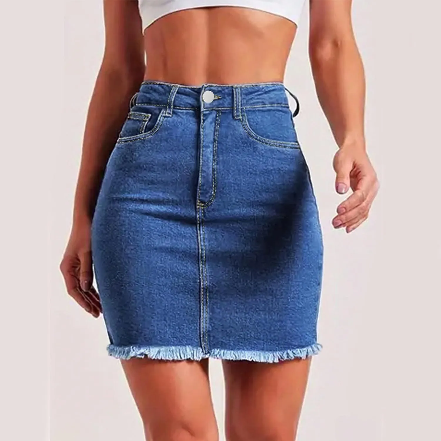 Jean Skirts for Women Denim High Waisted Short Mini Skirt Casual Summer Frayed Hem Cute Jeans Skirts 2025