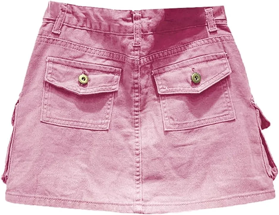 Kinghua Womens Mini Cargo Skirt Low Waist Y2k Short Denim Jean Skirt