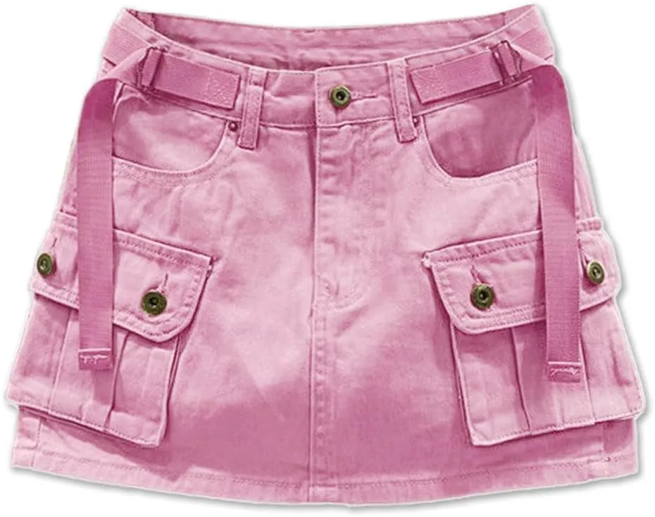 Kinghua Womens Mini Cargo Skirt Low Waist Y2k Short Denim Jean Skirt