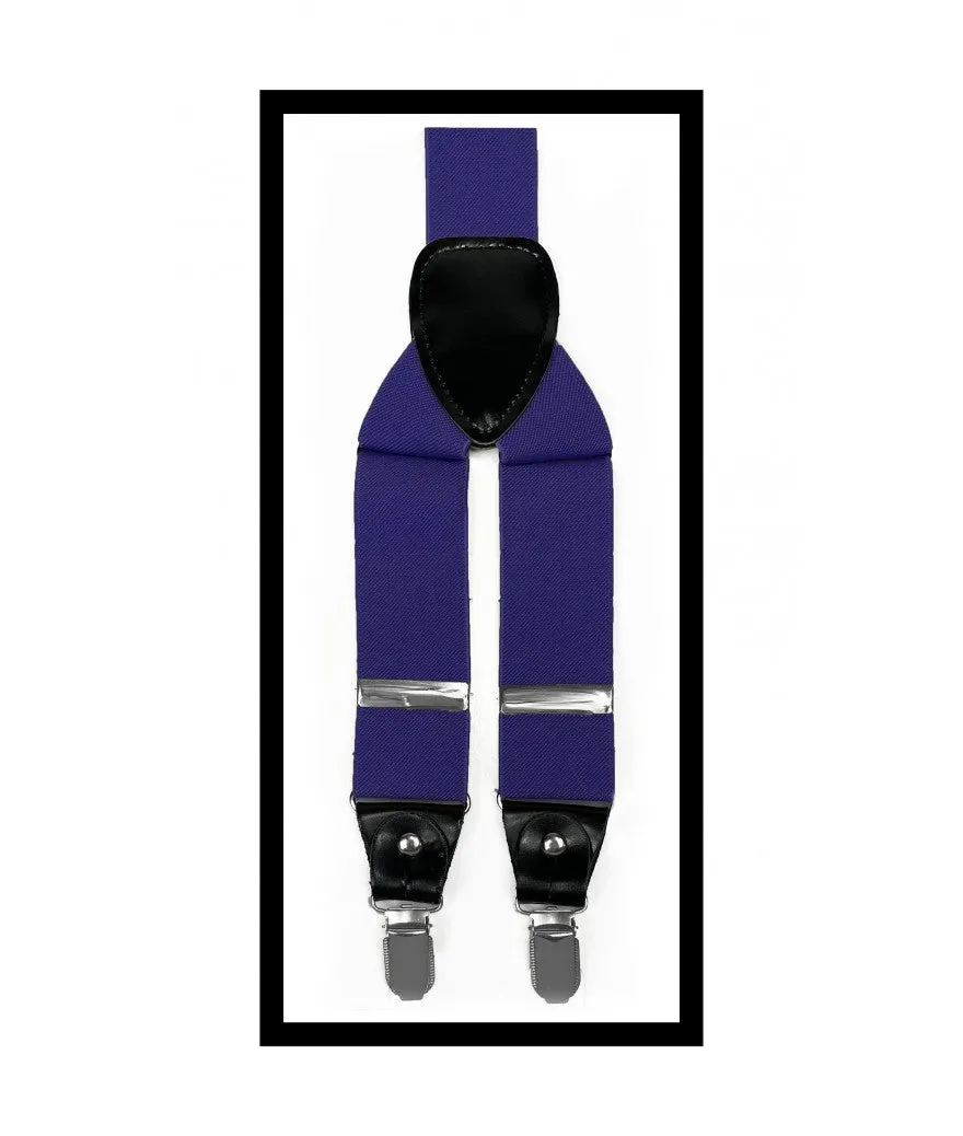 Men's solid purple suspenders