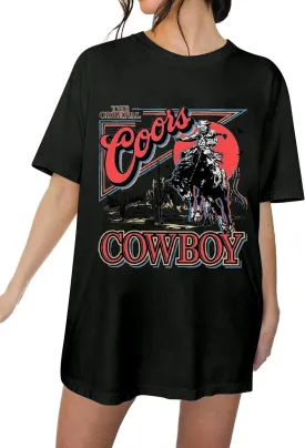 MISSACTIVER Womens Oversized Vintage Western Cowboy Graphic T-Shirt Drop Shoulder Short Sleeve Graphics Tee Shirt