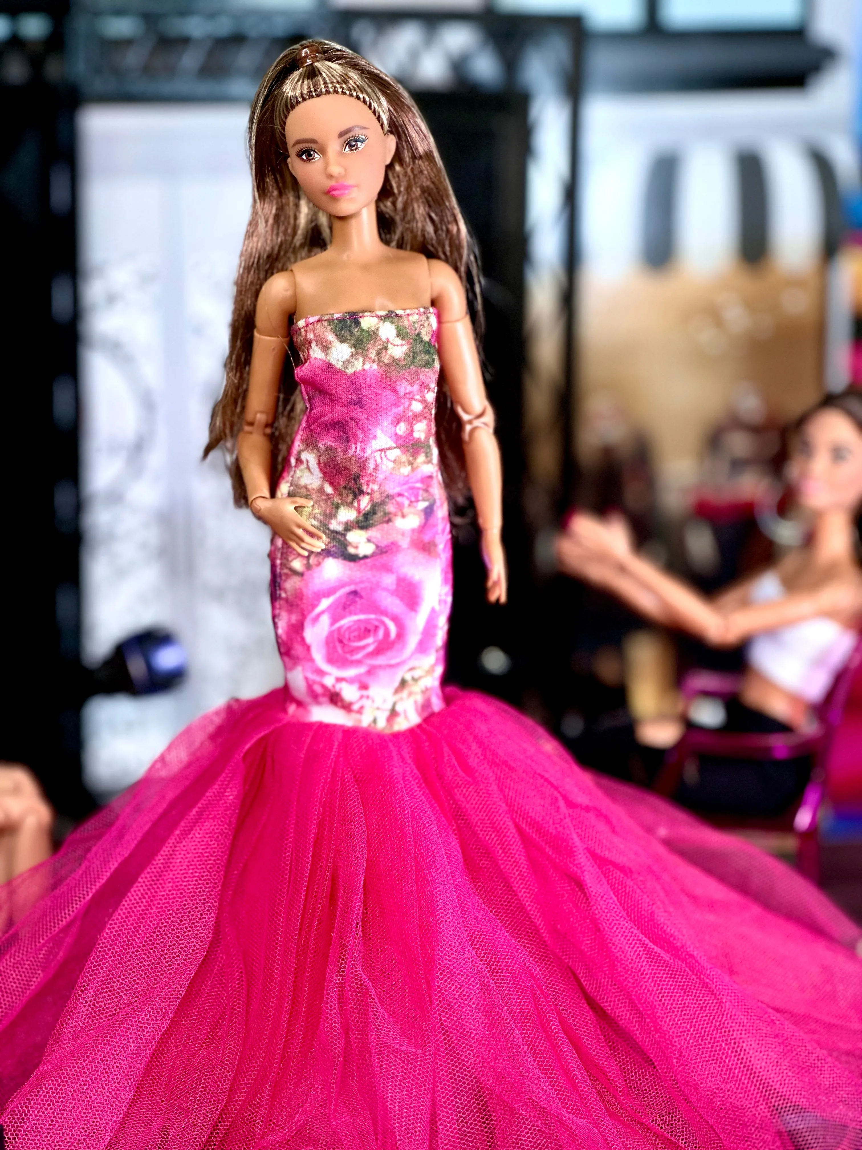 Pink mermaid dress wedding dress for Barbie dolls