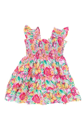 Pink Resort Floral Smocked Dress