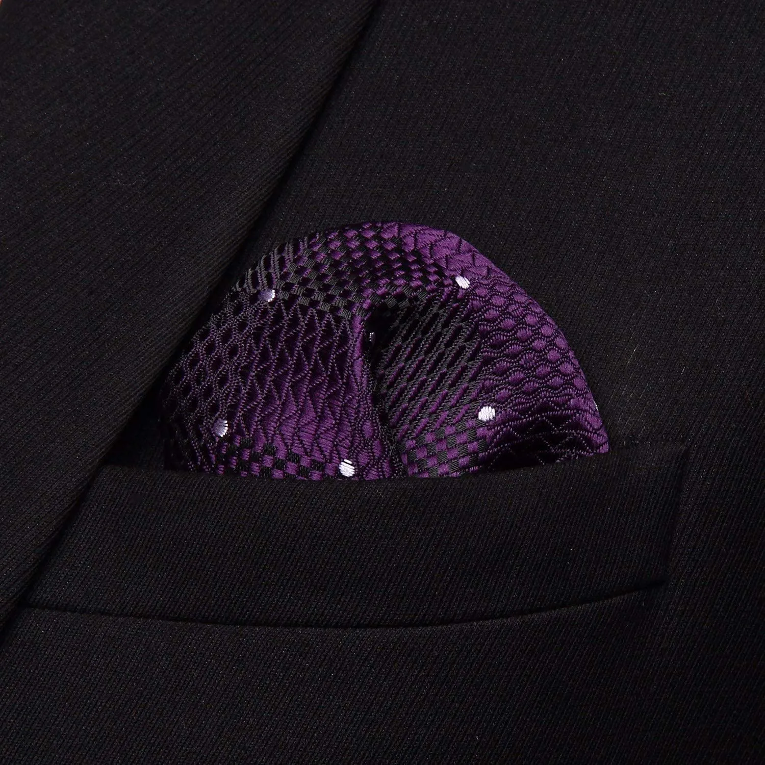 Plaid Dot Suspender Pre-Tied Bow Tie Handkerchief - 1-PURPLE