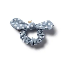Polka dot bow scrunchie chambray