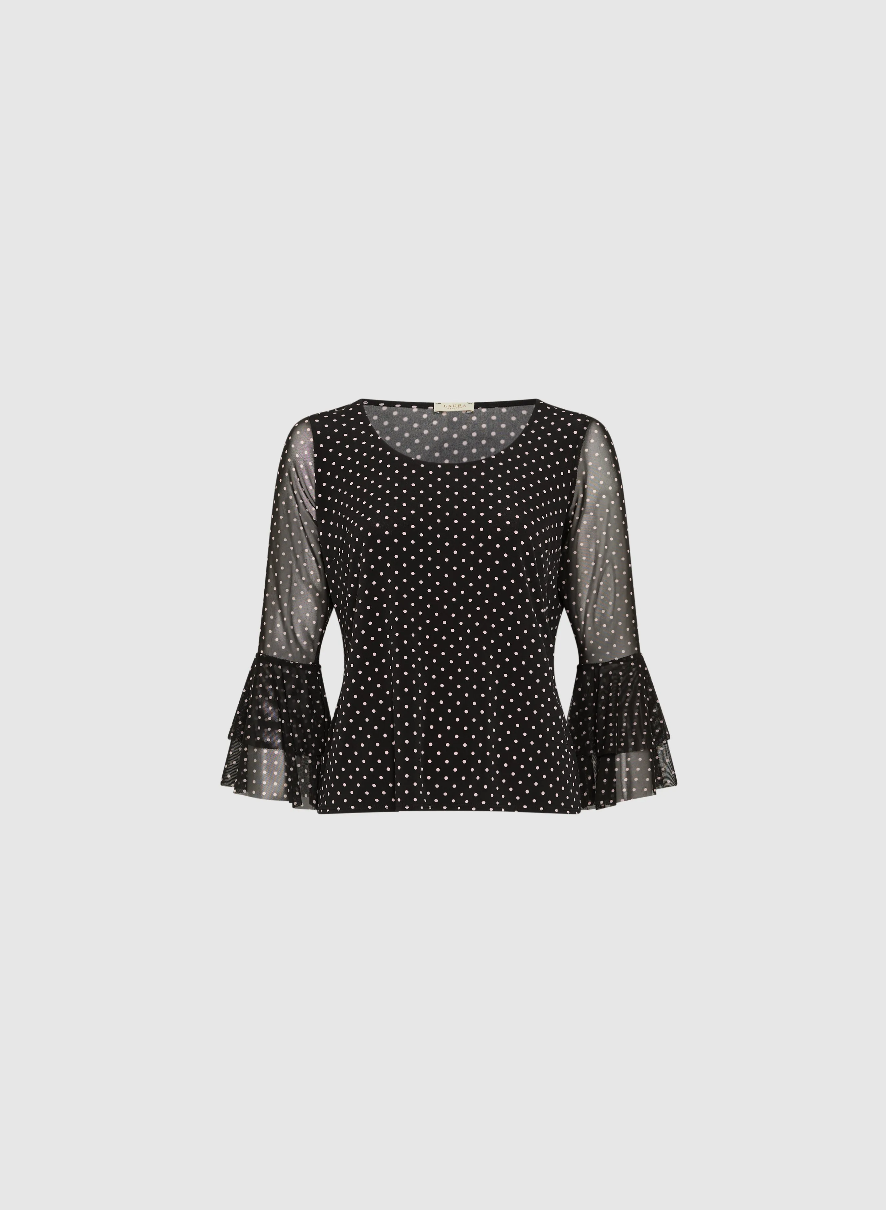 Polka Dot Ruffle Sleeve Top