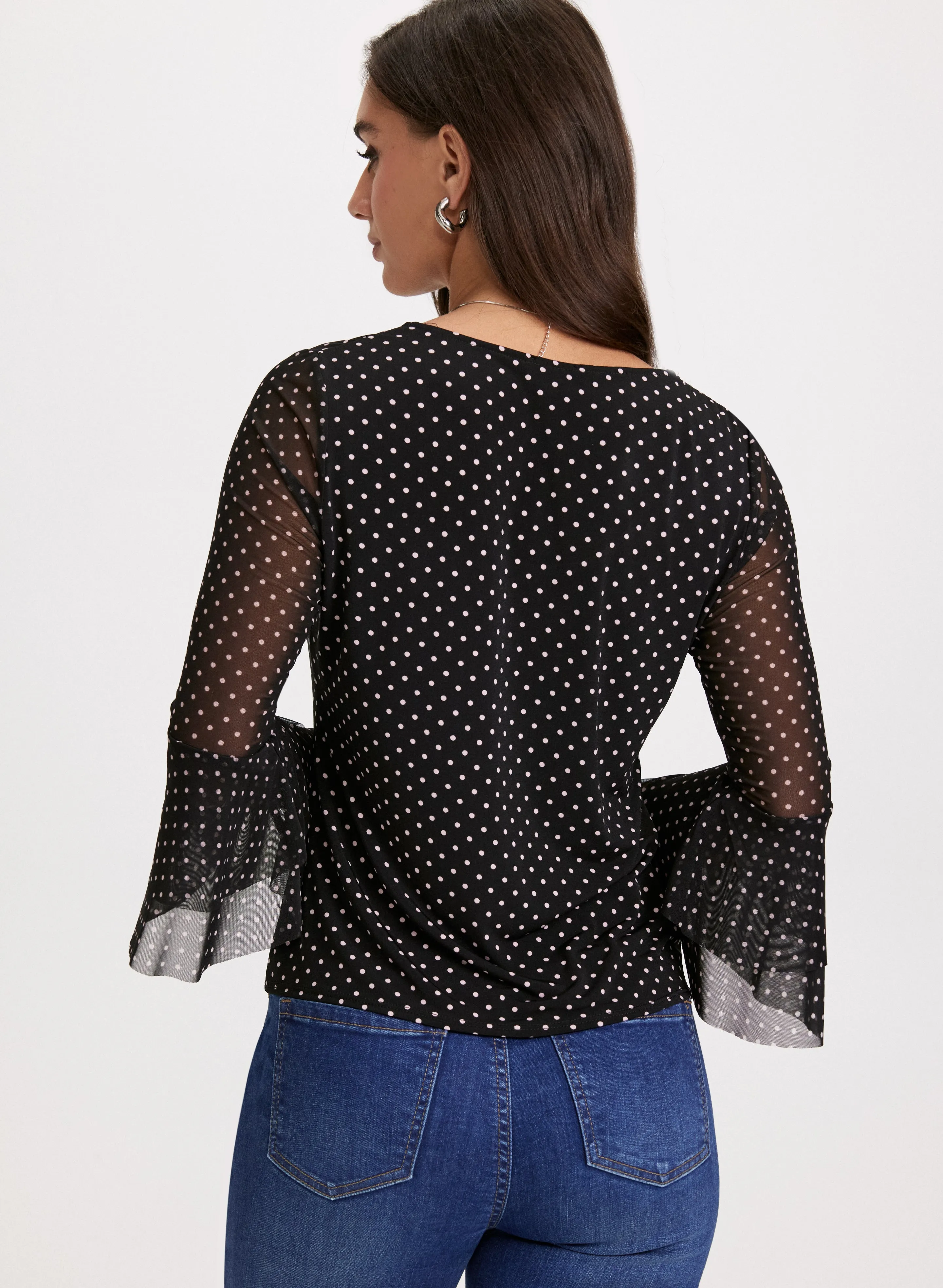 Polka Dot Ruffle Sleeve Top
