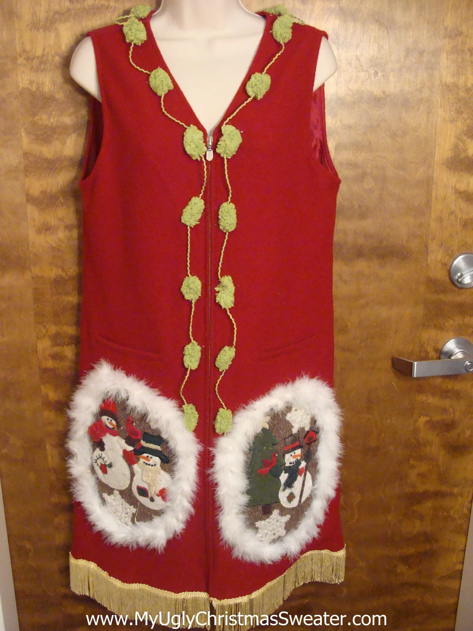 Red Christmas Dress with Snowmen