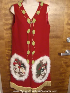 Red Christmas Dress with Snowmen