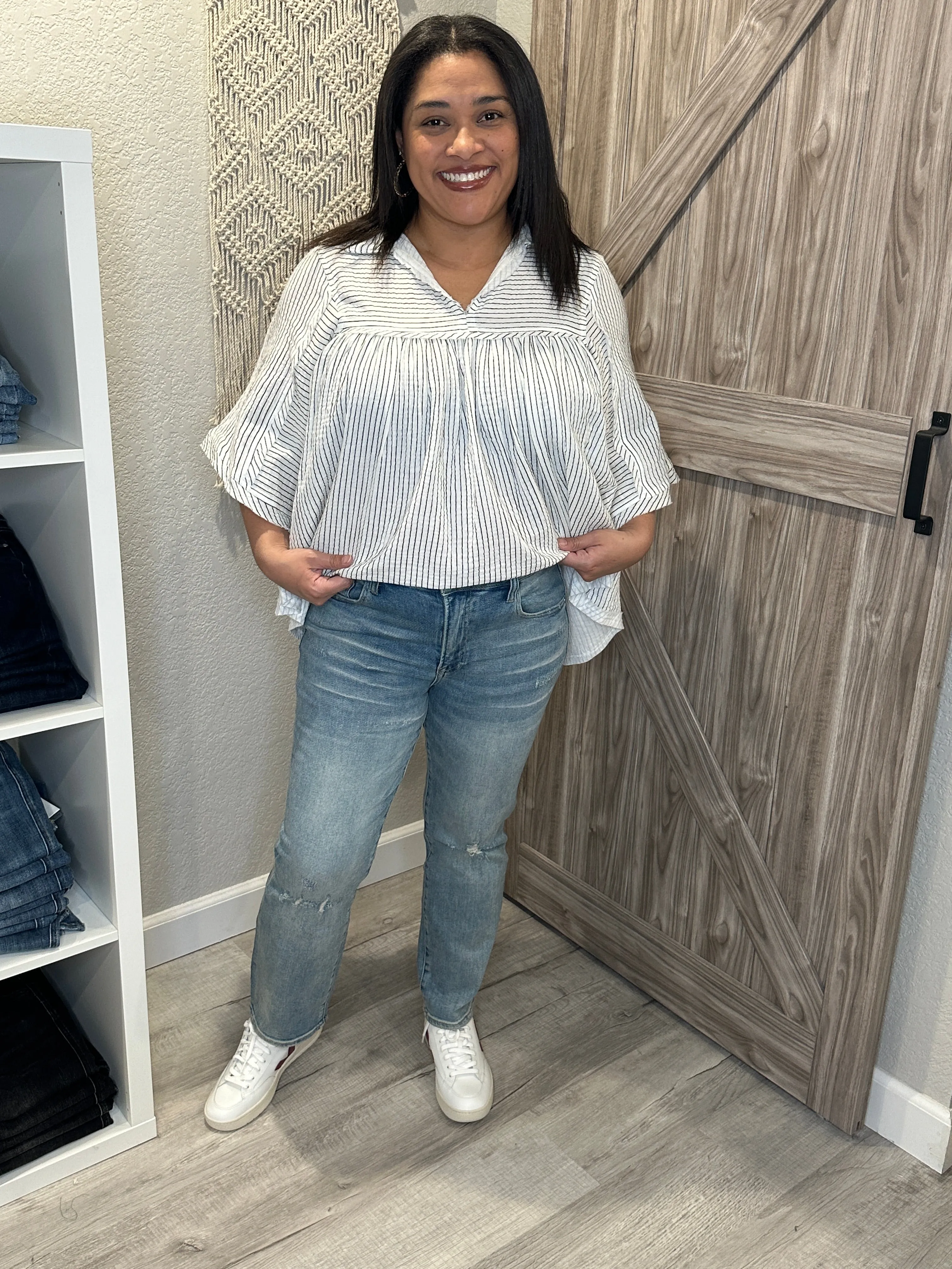 Risen Jeans Midrise Slim Straight Slightly Distressed Jeans