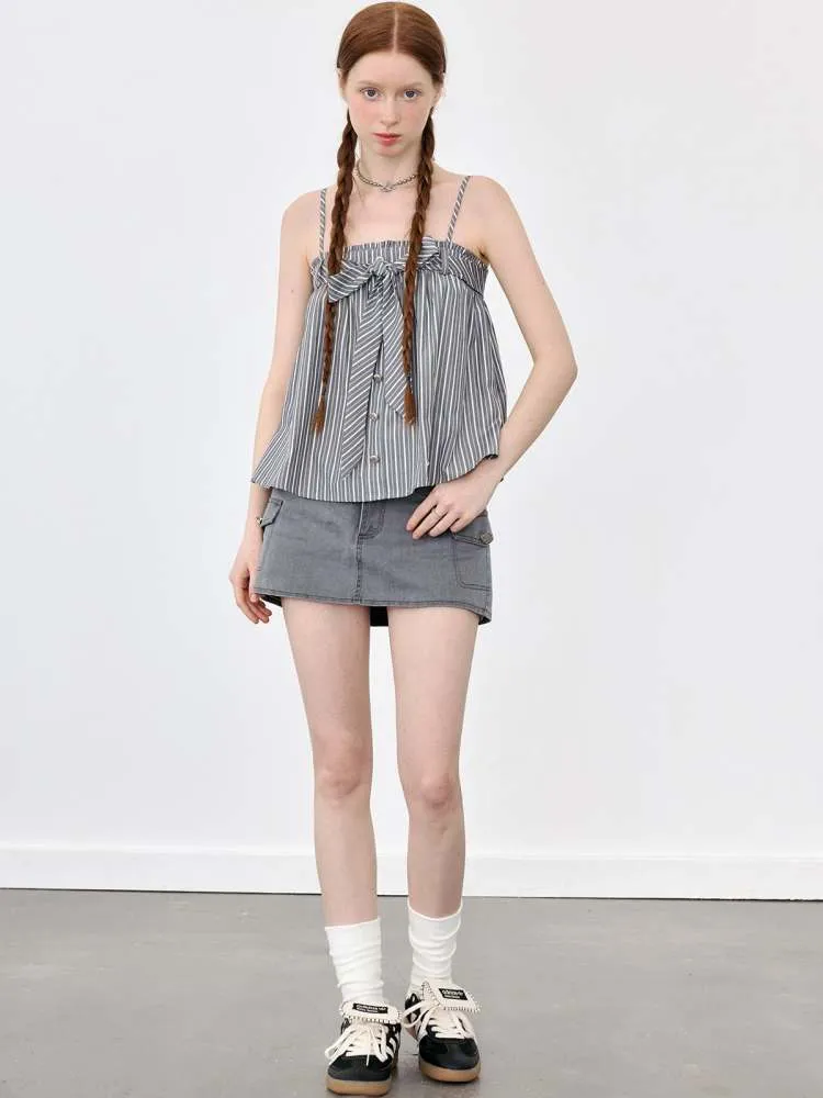 Stripe Suspenders A-Line Short Tops【s0000008079】