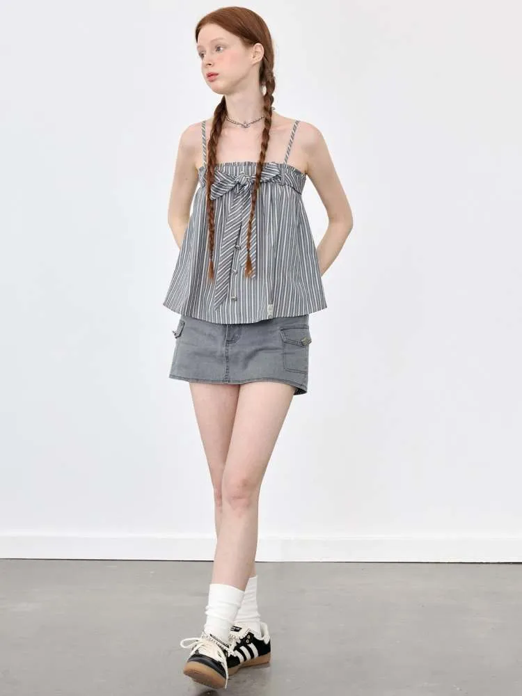 Stripe Suspenders A-Line Short Tops【s0000008079】