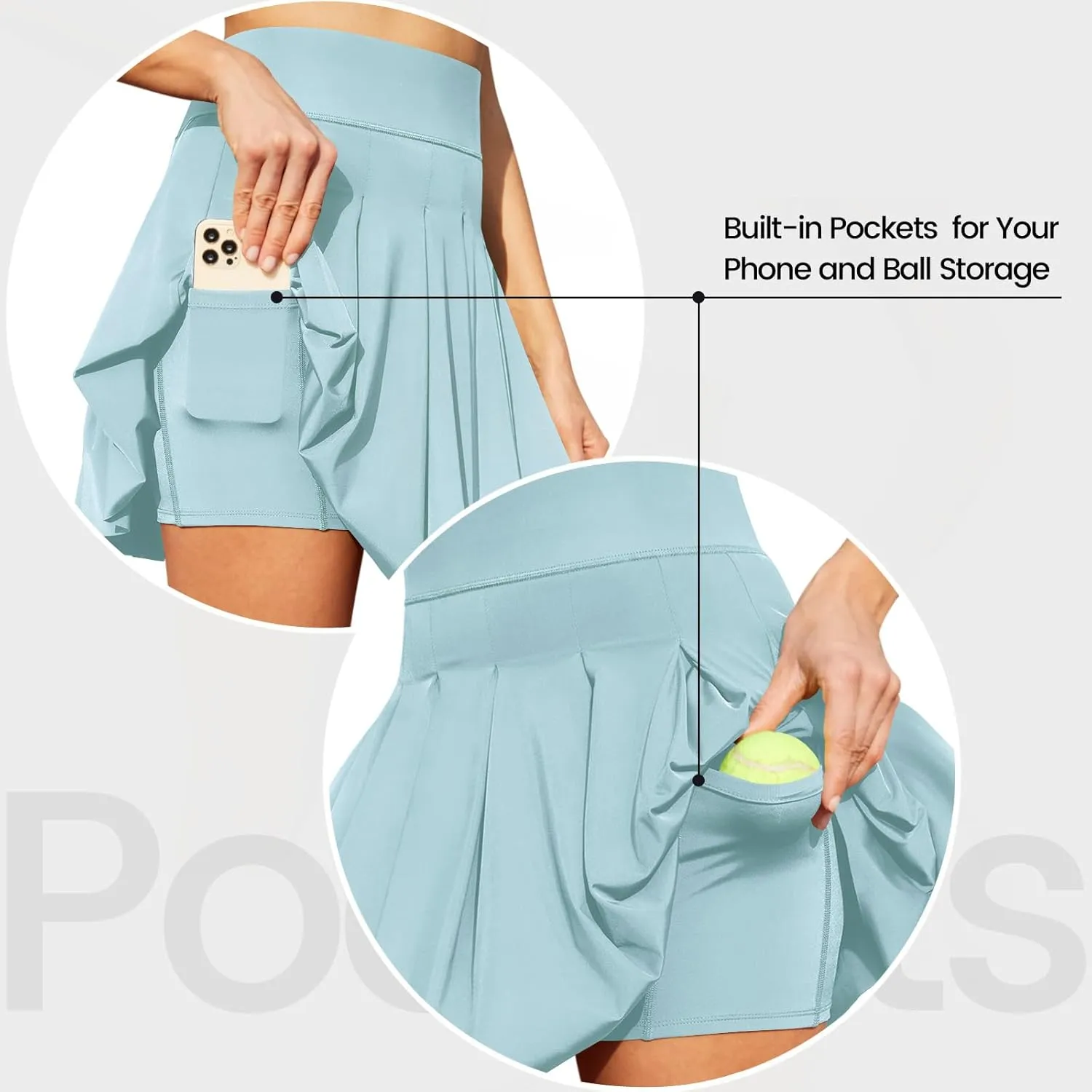 Tennis Skirts for Women with Shorts Pockets, High Waist Golf Skirt,Pleated Mini Skort Workout Casual